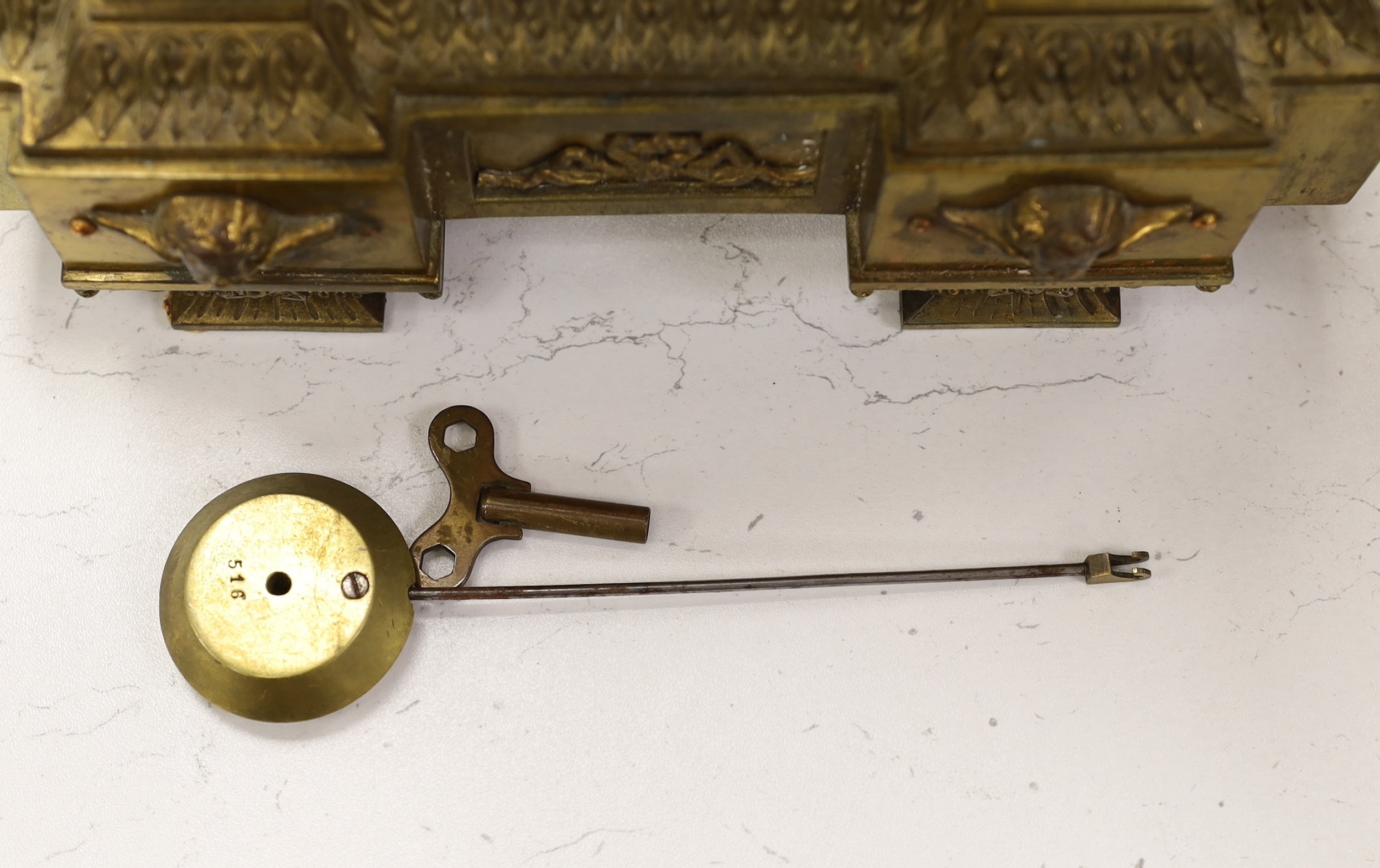 A Louis XVI style ormolu mantel clock, late 19th century, 43cm high